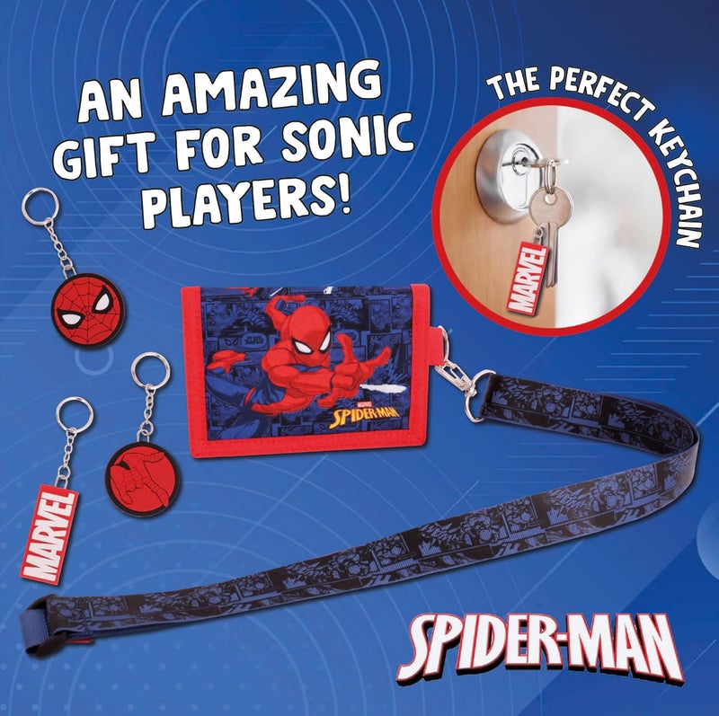 MARVEL Spiderman Boys Wallet 3 PC Keychain and Lanyard Set - Canvas Wallets with Zipped Coin holder and Card Slots. - Image 3